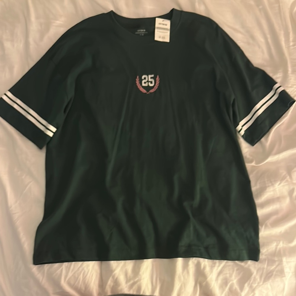 Cotton On Green and White Short Sleeve Tee
